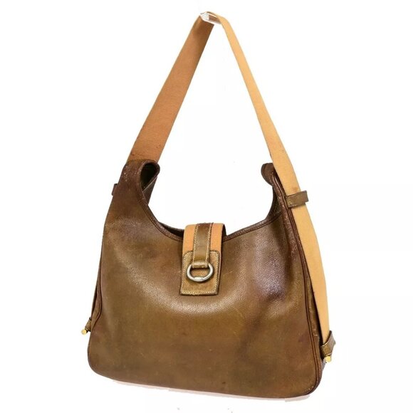 AUTHENTICITY GUARANTEED HERMES Logo Tsako Shoulder Bag Couchevel Leather - Picture 1 of 13